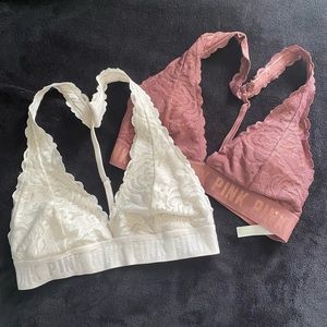 VS PINK bralettes 2 pack - white & pink